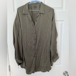 Paul Smith 100% Silk Olive-Tone Shirt